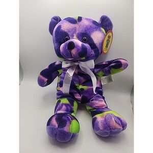 Toy Network Teddy Bear Plush Purple Green Camo NWT 2004‎ Vintage